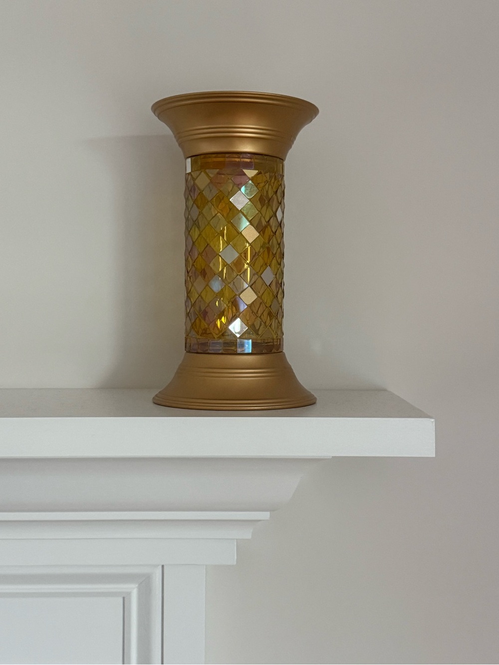 PartyLite Gold Mosaic Pillar candle holder